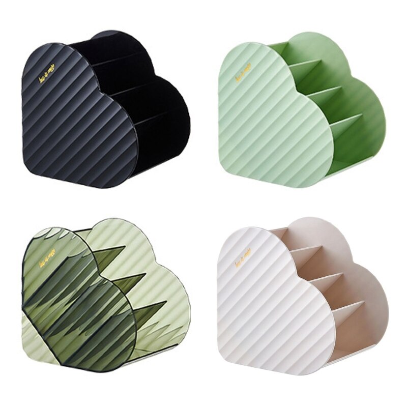 4 Grids Heart Desktop Organizers Pen Holder,Lipstick Storage Box Makeup Organizer for Brushes,Pen,Scissors,Sticky Note N84A